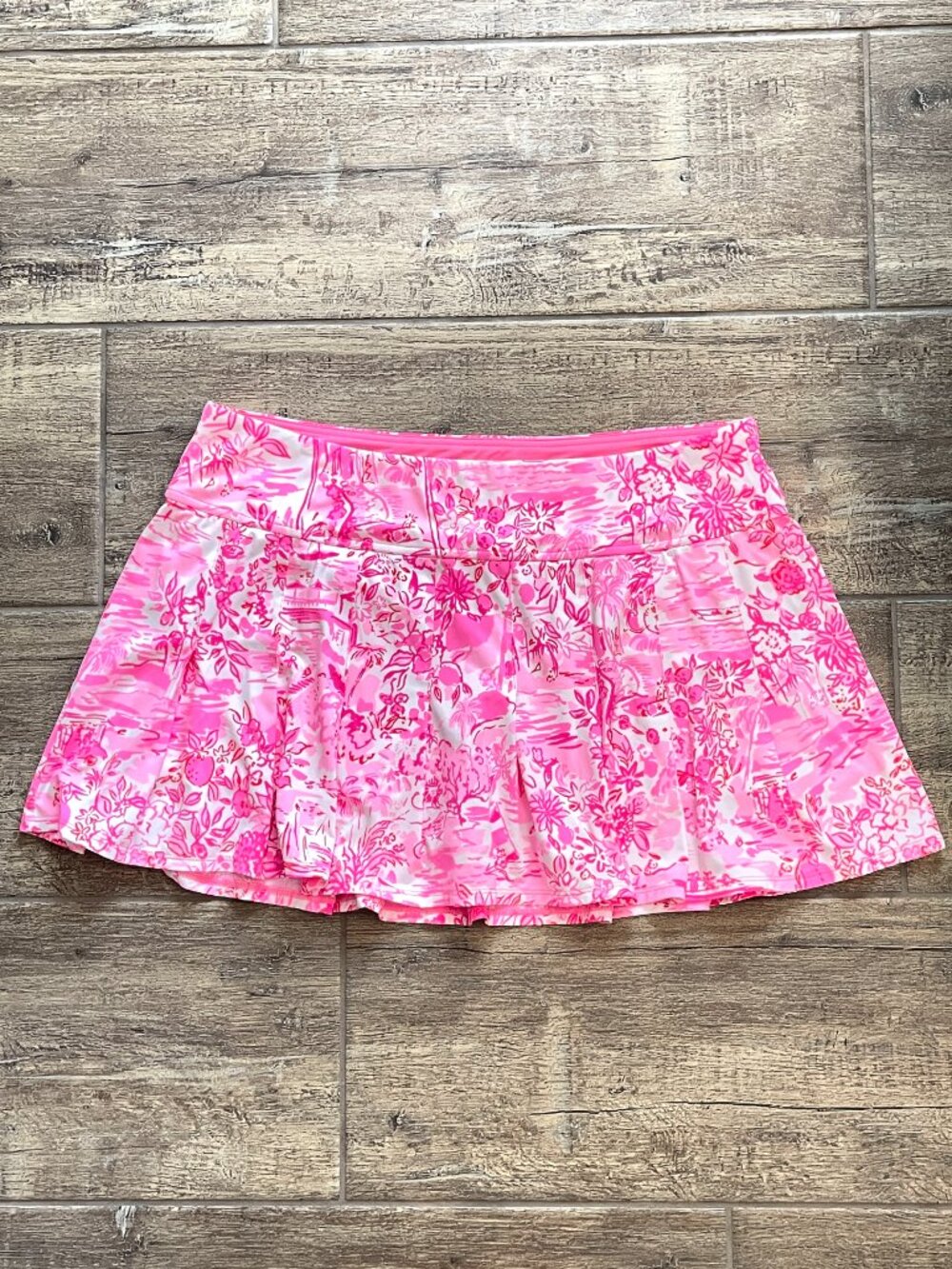 New Lilly Pulitzer Luxletic Skort Annora Peony Pink Seaside Scene XL